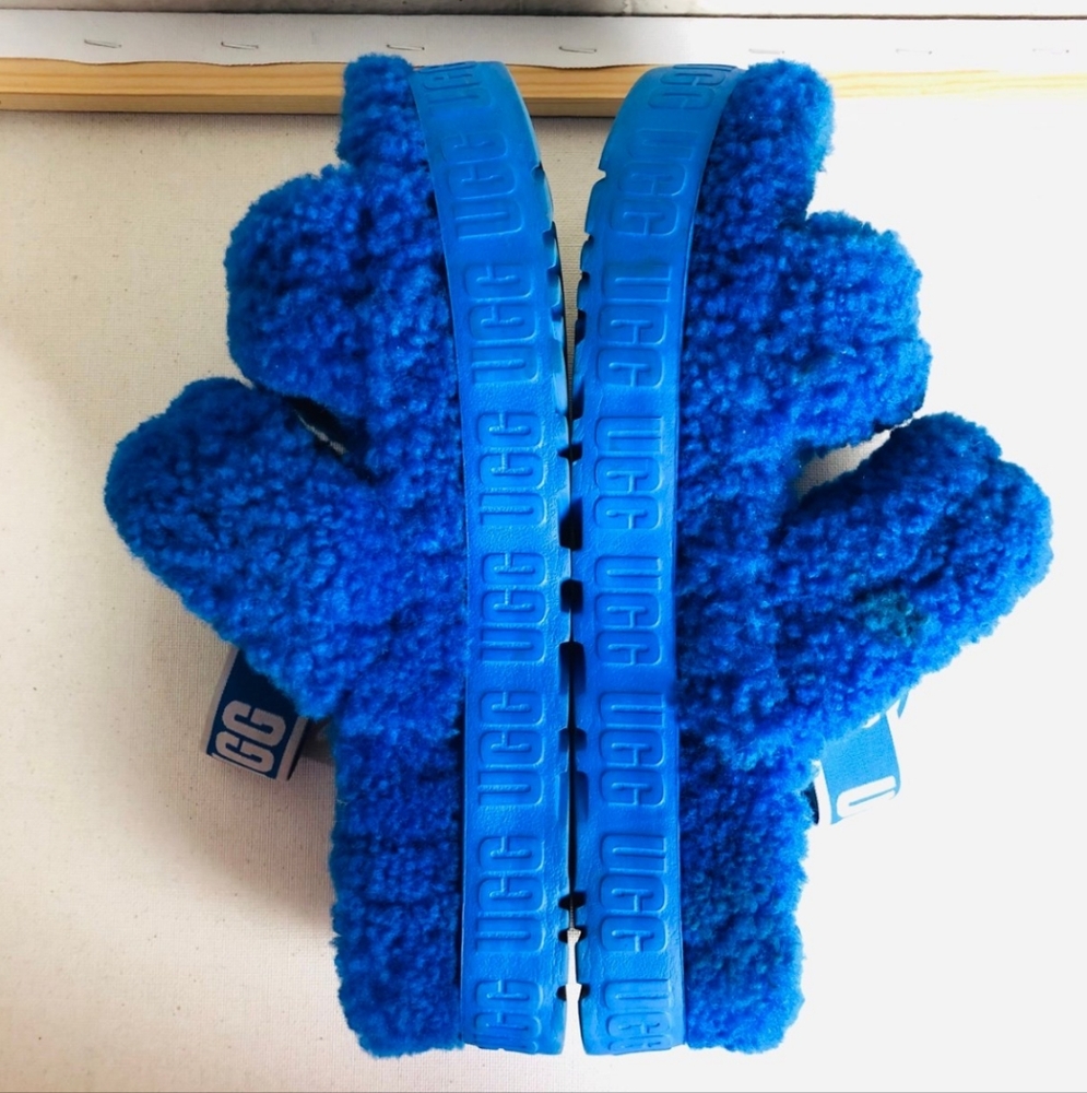 UGG Blue Fluffy Sandals